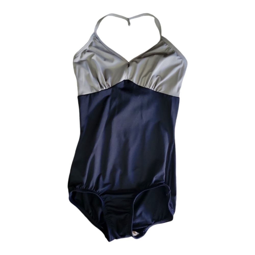 Body Wrappers Premiere Collection #P333 Black/Taupe Halter w/open back Leotard